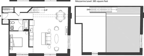 Floor plan for 1 bed, 1 bath, 1235 sqft
